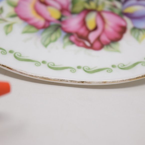 Rosina Queens Saucer Bone China Special Flowers Sweet Pea April England Floral - Picture 9 of 10